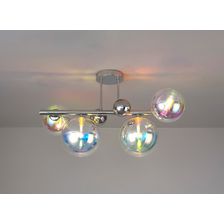 Rylee Semi-Flush Ceiling Light, 4 x G9, Polished Chrome/Iridescent Glass