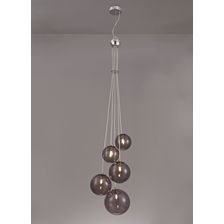 Rylee Pendant, 5 x G9, Polished Chrome/Smoked Glass