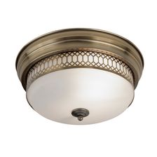 Edinburgh 2Lt Flush - Antique Brass Metal &amp; Glass