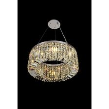 Zara 60cm, 8 Light E14, Polished Chrome/Crystal Round Pendant Chandelier