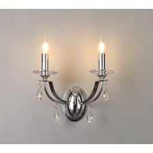 Karma Wall Lamp 2 Light E14, Polished Chrome/Satin Nickel/Clear Crystal