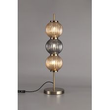 Felicity Table Lamp, 3 x G9, Antique Brass/Smoked &amp; Amber Glass
