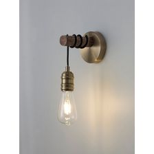 Tulula Wall Lamp, 1 x E27, Medium Oak/Antique Brass
