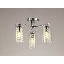Molly Semi Ceiling Light, 3 x E14, Polished Chrome/Crystal/Glass