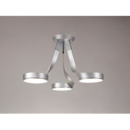 Clara 3 Light Semi Ceiling, 3 x 12W LED, 3000K, 2880lm, Silver/Polished Chrome,