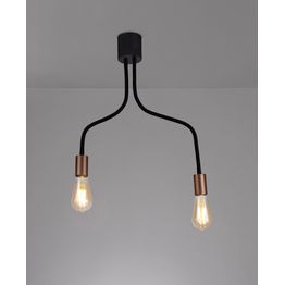 Grace Flexible Ceiling 2 Light E27, Satin Black/Brushed Copper
