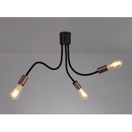 Grace Flexible Ceiling 3 Light E27, Satin Black/Brushed Copper