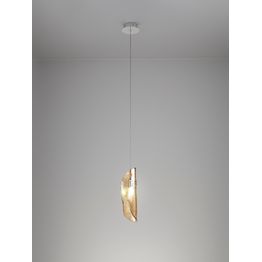 Wren Pendant 2m, 1 x G9, Polished Chrome/Amber Glass