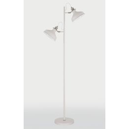 Bronx Floor Lamp, 2 x E27, Sand White/Satin Nickel/White
