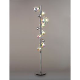Rylee Floor Lamp, 8 x G9, Polished Chrome/Iridescent Glass ** Now With Black Marble Base **