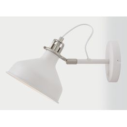Bronx Adjustable Wall Lamp Switched, 1 x E27, Sand White/Satin Nickel/White