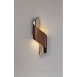 Kiara Wall Lamp Small, 1 x 8W LED, 3000K, 640lm, Satin Brown/Polished Chrome,