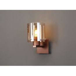 Brita Single Switched Wall Lamp, 1 Light, E27, Mocha/Amber Glass