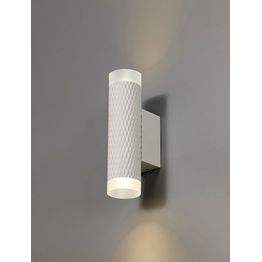 Sienna 2 Light Wall Lamp GU10, Sand White/Acrylic Rings