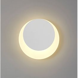 Melody Magnetic Base Wall Lamp, 12W LED 3000K 498lm, 15/19cm Round Top Offset, Sand White/Acrylic Frosted Diffuser
