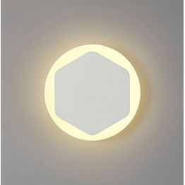 Melody Magnetic Base Wall Lamp, 12W LED 3000K 498lm, 15/19cm Vertical Hexagonal Centre, Sand White/Round Acrylic Frosted Diffuser