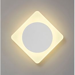 Melody Magnetic Base Wall Lamp, 12W LED 3000K 498lm, 15cm Round 19cm Diamond Centre, Sand White/Acrylic Frosted Diffuser