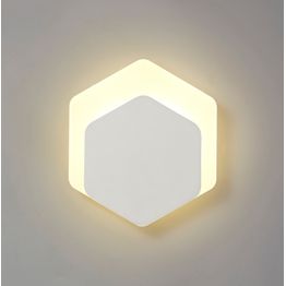 Melody Magnetic Base Wall Lamp, 12W LED 3000K 498lm, 15/19cm Vertical Hexagonal Bottom Offset, Sand White/Acrylic Frosted Diffuser