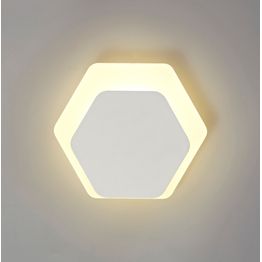 Melody Magnetic Base Wall Lamp, 12W LED 3000K 498lm, 15/19cm Horizontal Hexagonal Bottom Offset, Sand White/Acrylic Frosted Diffuser