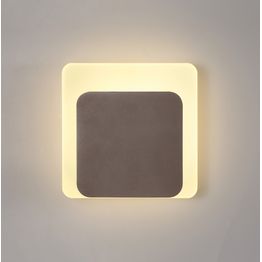 Melody Magnetic Base Wall Lamp, 12W LED 3000K 498lm, 15/19cm Square Bottom Offset, Coffee/Acrylic Frosted Diffuser