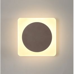 Melody Magnetic Base Wall Lamp, 12W LED 3000K 498lm, 15cm Round 19cm Square Centre, Coffee/Acrylic Frosted Diffuser