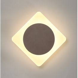 Melody Magnetic Base Wall Lamp, 12W LED 3000K 498lm, 15cm Round 19cm Diamond Centre, Coffee/Acrylic Frosted Diffuser