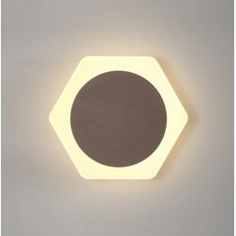 Melody Magnetic Base Wall Lamp, 12W LED 3000K 498lm, 15cm Round 19cm Horizontal Hexagonal Centre, Coffee/Acrylic Frosted Diffuser
