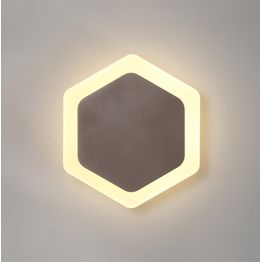 Melody Magnetic Base Wall Lamp, 12W LED 3000K 498lm, 15/19cm Vertical Hexagonal Centre, Coffee/Acrylic Frosted Diffuser