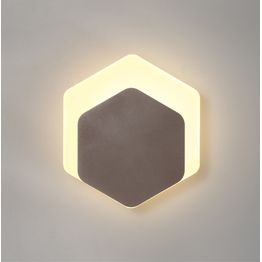 Melody Magnetic Base Wall Lamp, 12W LED 3000K 498lm, 15/19cm Vertical Hexagonal Bottom Offset, Coffee/Acrylic Frosted Diffuser