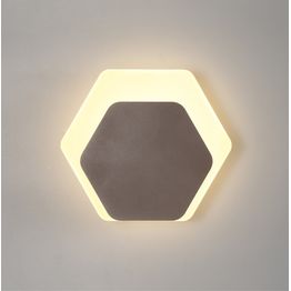Melody Magnetic Base Wall Lamp, 12W LED 3000K 498lm, 15/19cm Horizontal Hexagonal Bottom Offset, Coffee/Acrylic Frosted Diffuser