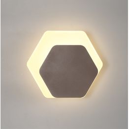 Melody Magnetic Base Wall Lamp, 12W LED 3000K 498lm, 15/19cm Horizontal Hexagonal Right Offset, Coffee/Acrylic Frosted Diffuser