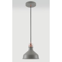 Bronx Small Pendant, 1 x E27, Sand Grey/Copper/White