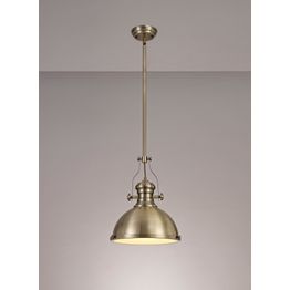 Lucinda Pendant, 1 x E27, Antique Brass/Frosted Glass