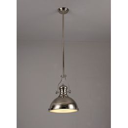 Lucinda Pendant, 1 x E27, Polished Nickel/Frosted Glass