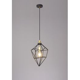 Destiny Medium Pendant, 1 x E27, Painted Gold &amp; Sand Black