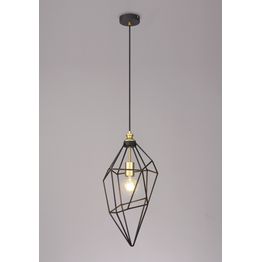 Destiny Large Pendant, 1 x E27, Painted Gold &amp; Sand Black