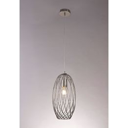 Lyla Curved Cylinder Pendant, 1 x E27, Polished Nickel