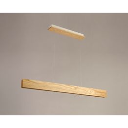 Asia Linear Pendant , 2 x 20W LED, 3000K, 1662lm, Oak, Matt White,