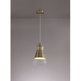 Hannah Pendant, 1 x E27, Antique Brass/Clear Glass