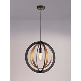 Rosie Pendant, 1 x E27, Black/Satin Gold