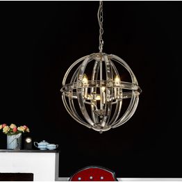 Christina Medium Round Pendant, 3 Light E27, Polished Nickel