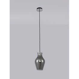 Zelda Pendant 17cm Round, 1 x E27, Chrome &amp; Smoke