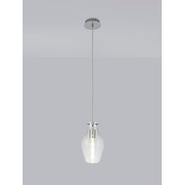Zelda Pendant 17cm Round Light, 1 x E27, Chrome &amp; Clear