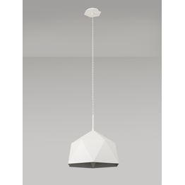 Isla Single Pendant, 1 Light Adjustable E27, White/Silver Inner