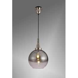 Angela 1 Light Pendant E27 With 30cm Globe Glass, Polished Nickel/Matt Black/Smoked/Clear