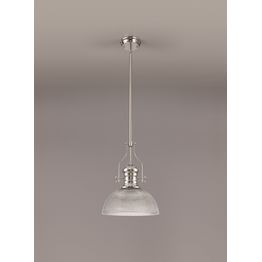 Lucinda 1 Light Pendant E27 With 30cm Prismatic Glass Shade, Polished Nickel/Clear
