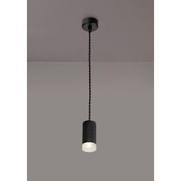 Sienna 1 Light 11cm Pendant Light GU10, Sand Black/Acrylic Ring