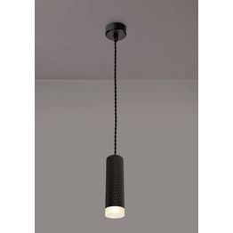 Sienna 1 Light 20cm Pendant Light GU10, Sand Black/Acrylic Ring