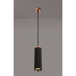 Sienna 1 Light 20cm Pendant Light GU10, Rose Gold/Sand Black