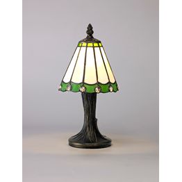 Una Tiffany Table Lamp, 1 x E14, Cream/Green/Clear Crystal Shade